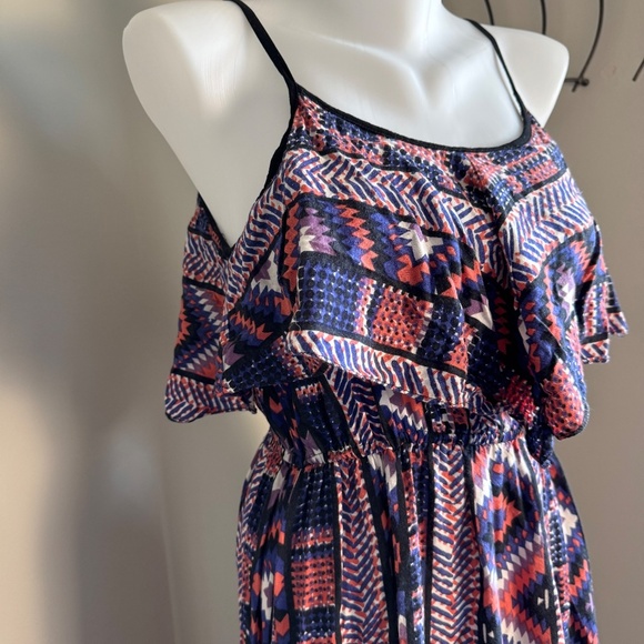 Angie Women's Sleeveless Babydoll Aztec Maxi Dress Spaghetti Strap Small Boho - Picture 4 of 16